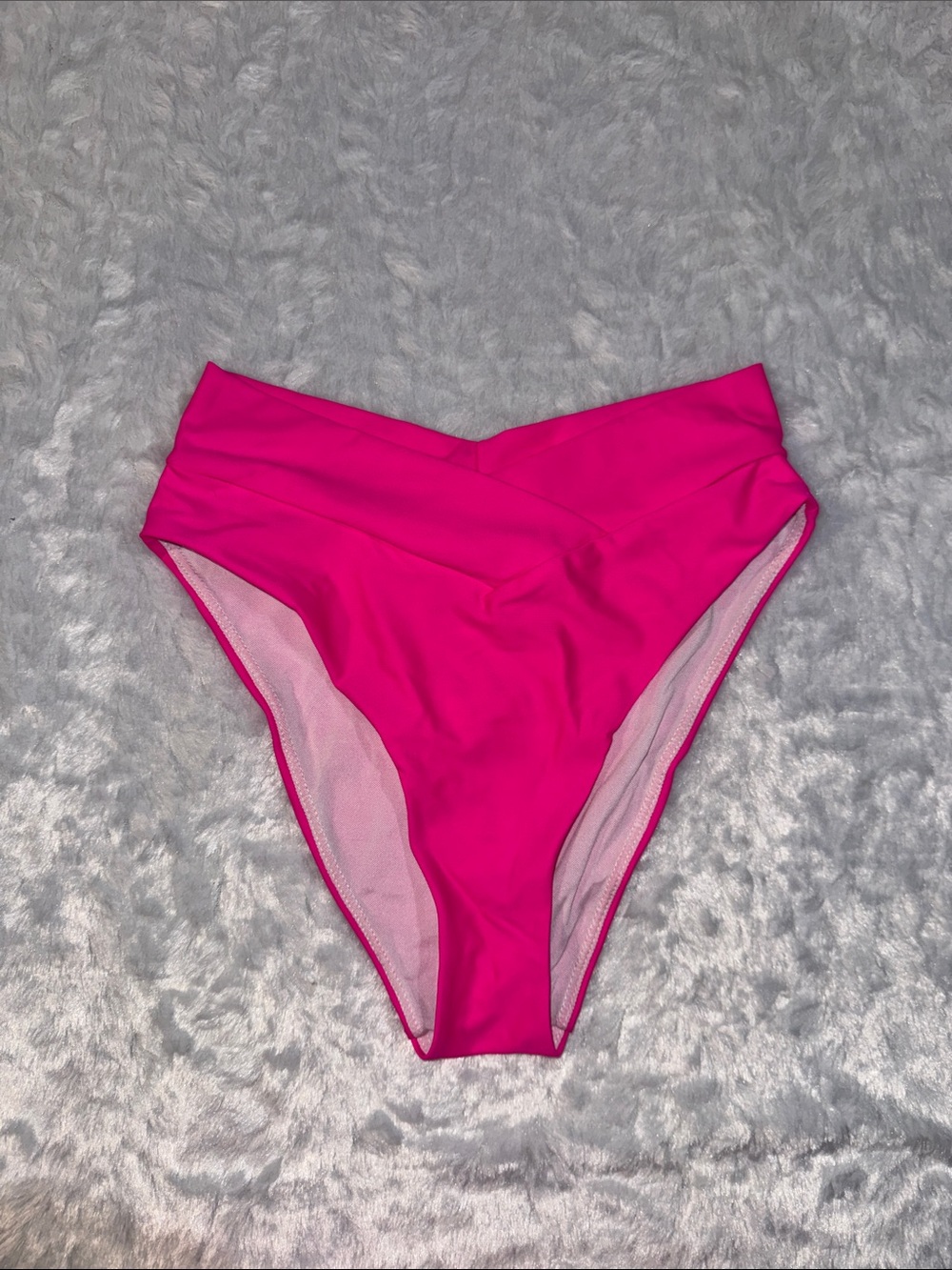 NWT Women's High-Waist Bikini Bottom - Hot Pink